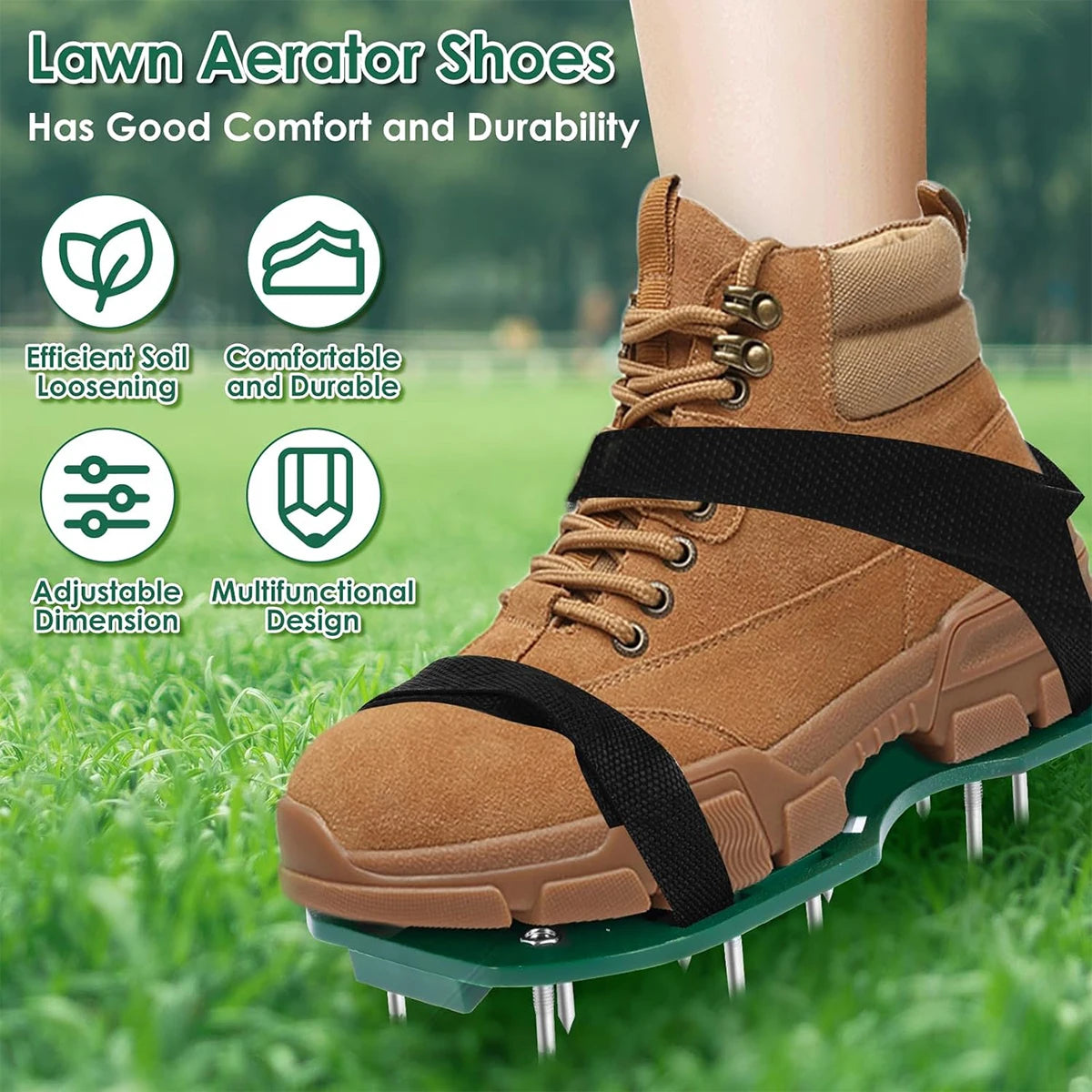 Adjustable Spiked Lawn Aerator Shoes – Manual Grass Aerating Sandals for Healthy Lawns