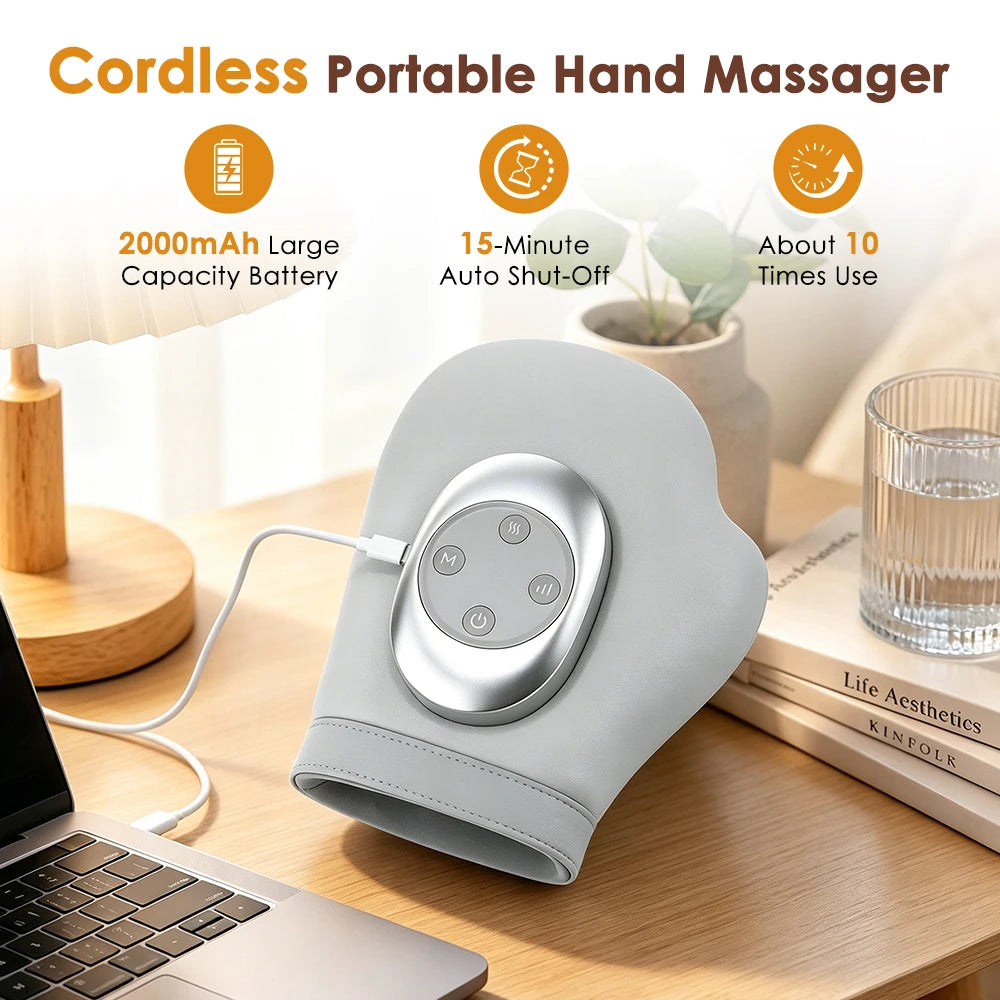 Rechargeable Heated Air-Compression Hand Massager – Grey