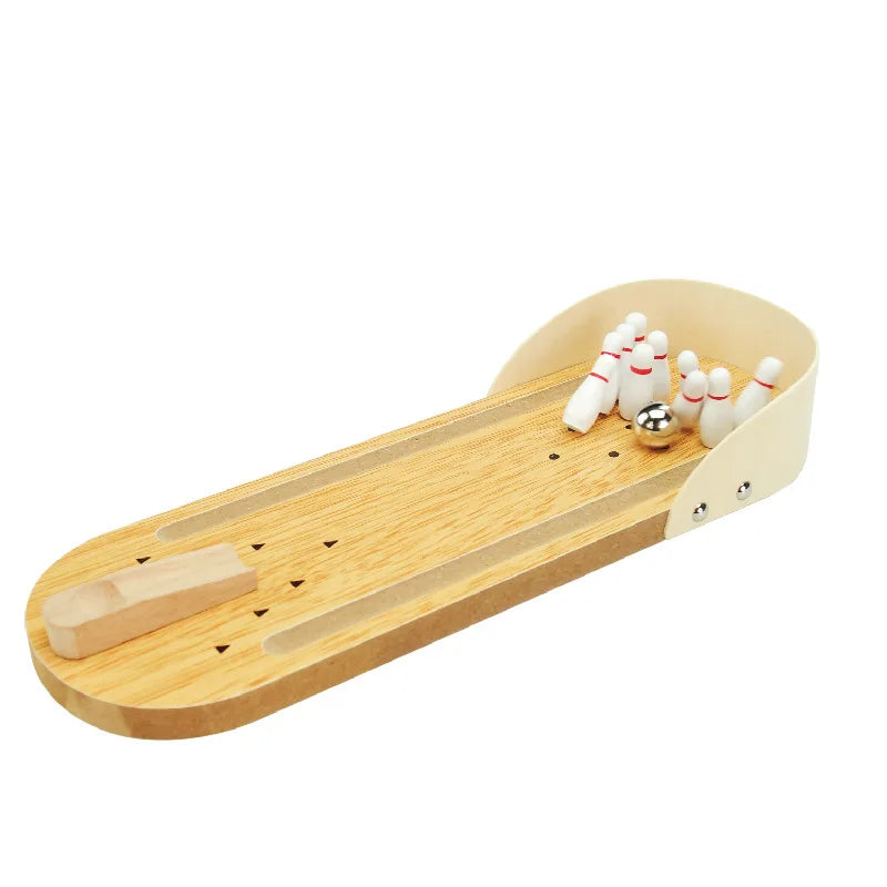 Wooden Desktop Mini Bowling Game Set