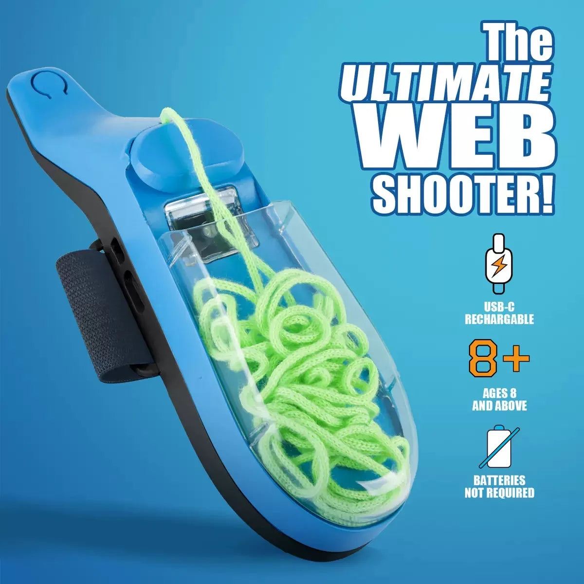 Rope Launcher Wristband Toy – Automatic Recoil Flying String Shooter with Night Glow