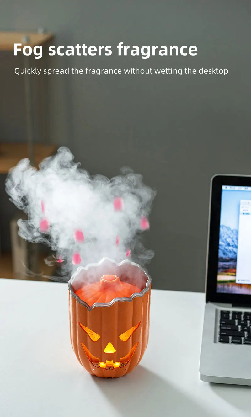 Halloween Pumpkin Aroma Diffuser & Humidifier – LED Night Light USB Essential Oil Mister