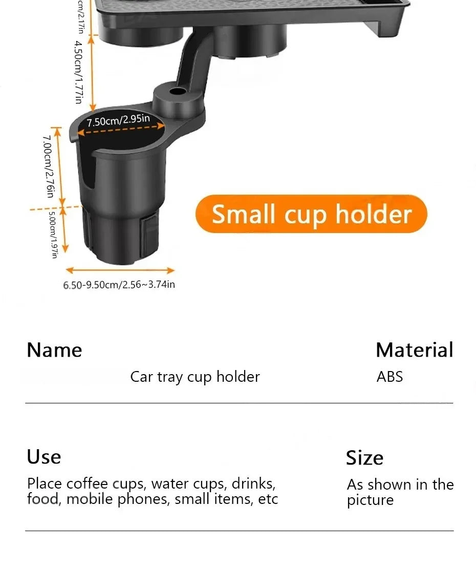 Expandable Car Cup Holder with 360° Snack Tray