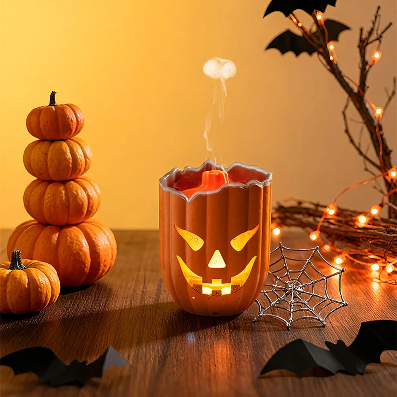 Halloween Pumpkin Aroma Diffuser & Humidifier – LED Night Light USB Essential Oil Mister