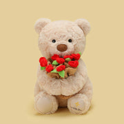 25 cm Teddy Bear with Roses – White or Brown