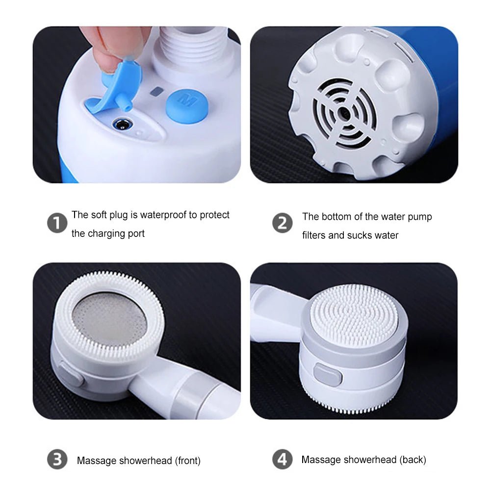4000 mAh Rechargeable Camping Shower Pump with Display