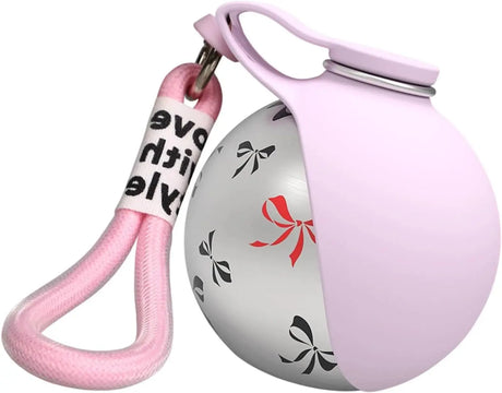 304 Stainless Steel Water Kettle Round Outdoor Water Cup With Lanyard Hook Foldable Silicone Dog Bowl Portable Travel Pet Feeding