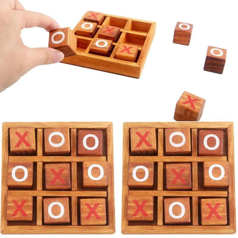 Wooden Tic Tac Toe Classic Tabletop Strategy Board Games Brain Teasers Fun Logic Challenges Family Travel Gifts For Kids Adults