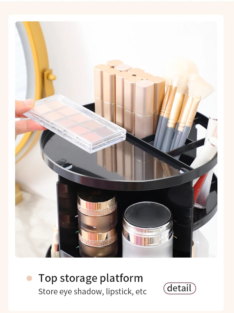 360 Degree Rotating Makeup Storage Box Rotating Layer Transparent Desktop Organizer Home Dresser Perfume Skin Care Shelf