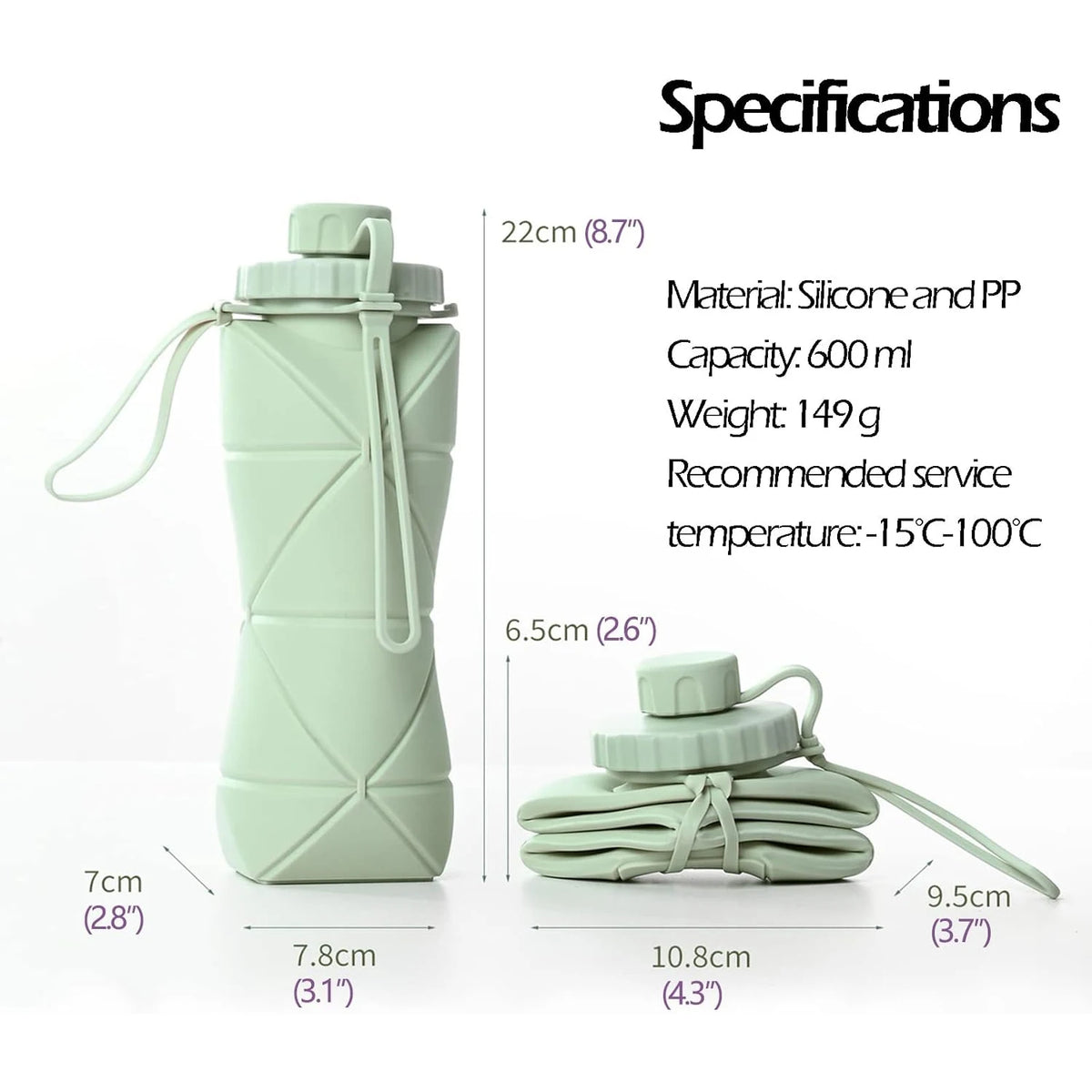 600ml Collapsible Travel Water Bottle – 4 Colours