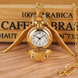 Harry Potter Peripheral Pocket Watch Necklace - Golden Snitch Retro Flip Lid Big Wings Pendant Commemorative Watch