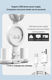 Rechargeable LED Desk Lamp with Fan & Digital Clock
