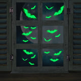 16pcs Glow Halloween Wall Stickers Halloween Glow In The Dark Window Decals Bat Decal Halloween Holiday Haunted House Home Decor