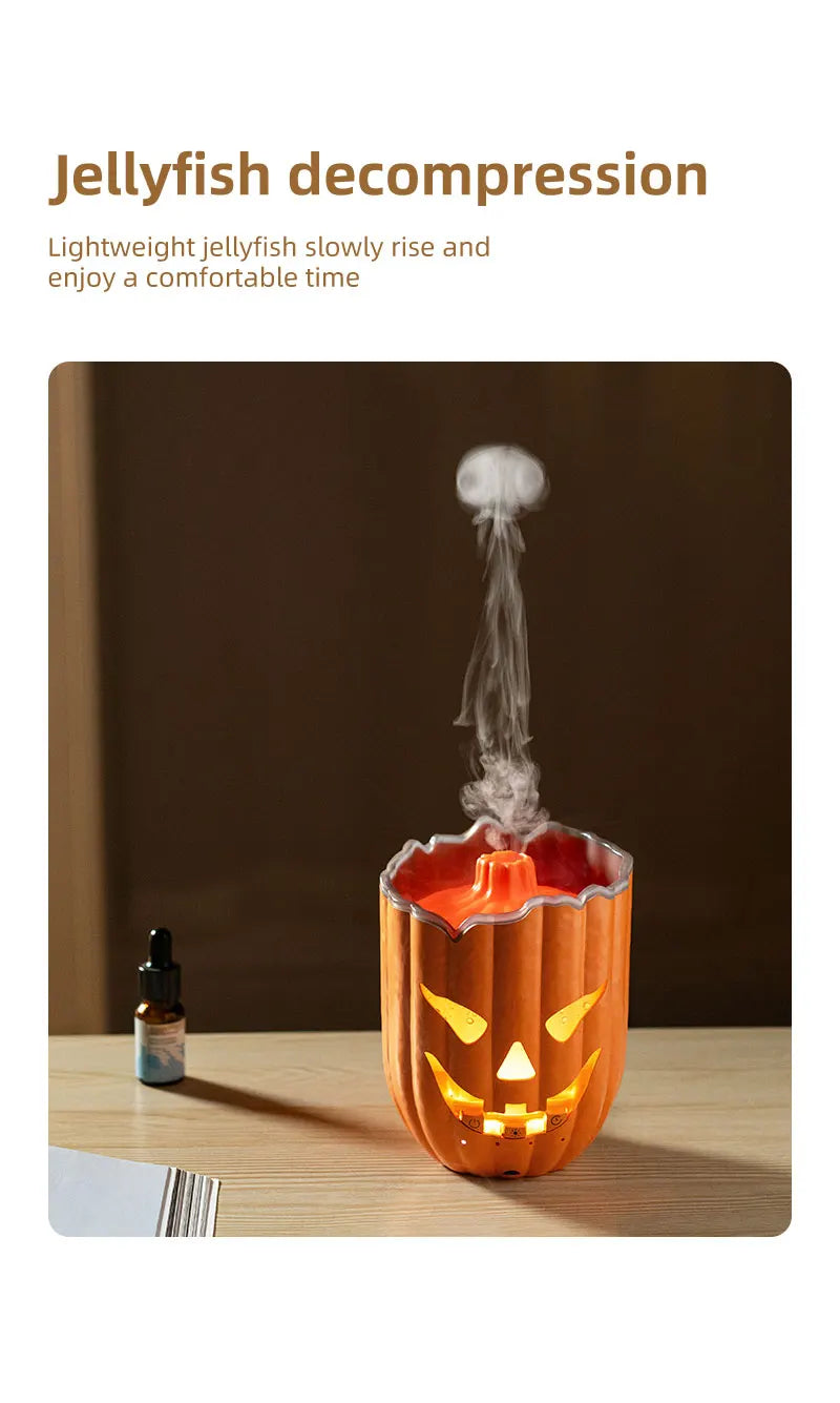Halloween Pumpkin Aroma Diffuser & Humidifier – LED Night Light USB Essential Oil Mister