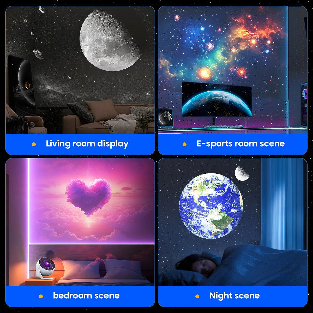 2025 New Model 4K HD Earth Projector PRO,13 Film Card, Globe Galaxy Projection Lamp Pro Version, Table Lamp From home decor