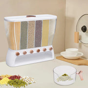 Dry Food Dispenser 6-Grid Wall-Mounted Dry Food Dispenser - Adjustable Compartments Easy Dispensing - Kitchen Storage