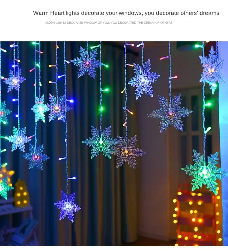 Solar Snowflake Lights Outdoor for Xmas Garden Patio Party Home Holiday New Year Celebration Decor