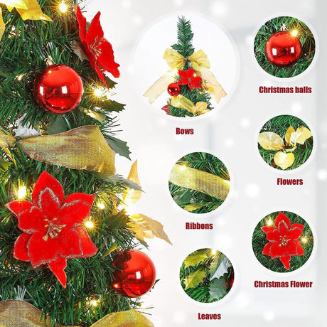 Foldable Pre-Decorated Christmas Tree Pop-Up Festive Decoration Home Decor Portable Christmas Tree 120/150/180/210cm
