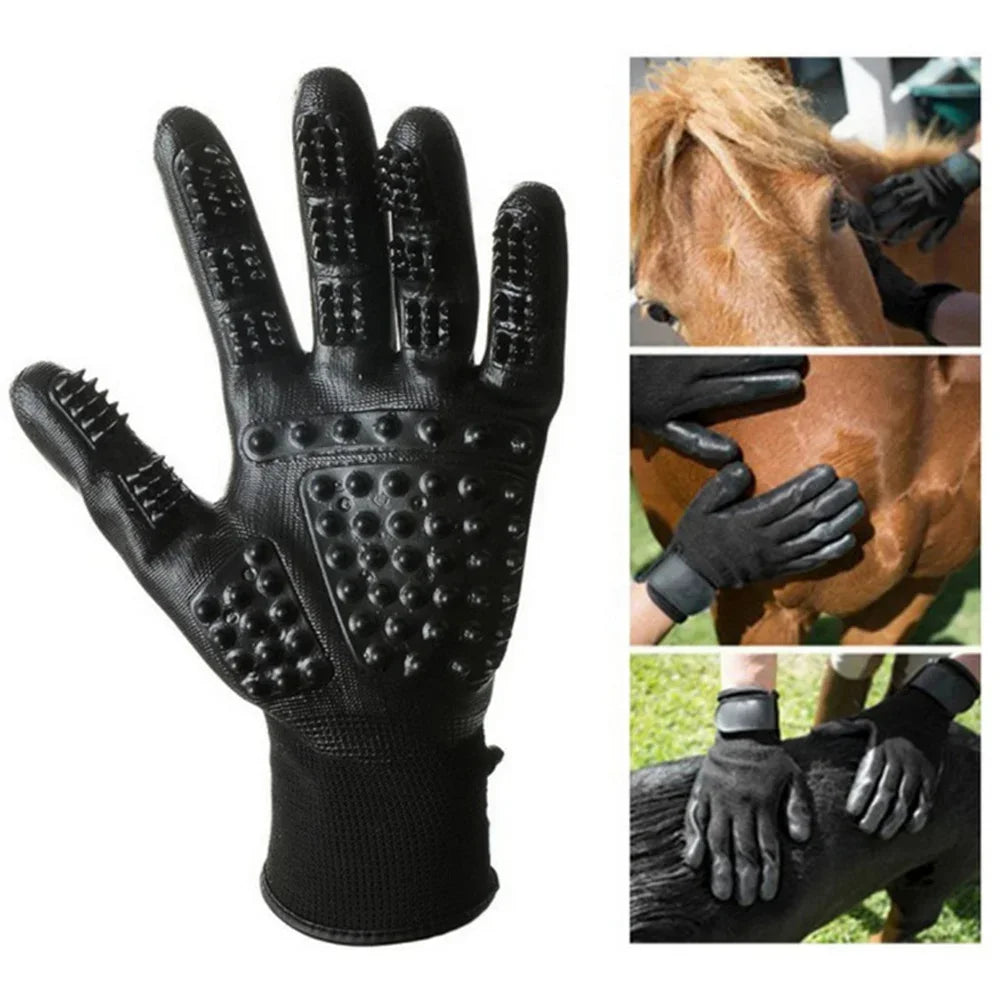 Black Soft-Nodule Pet Grooming Glove