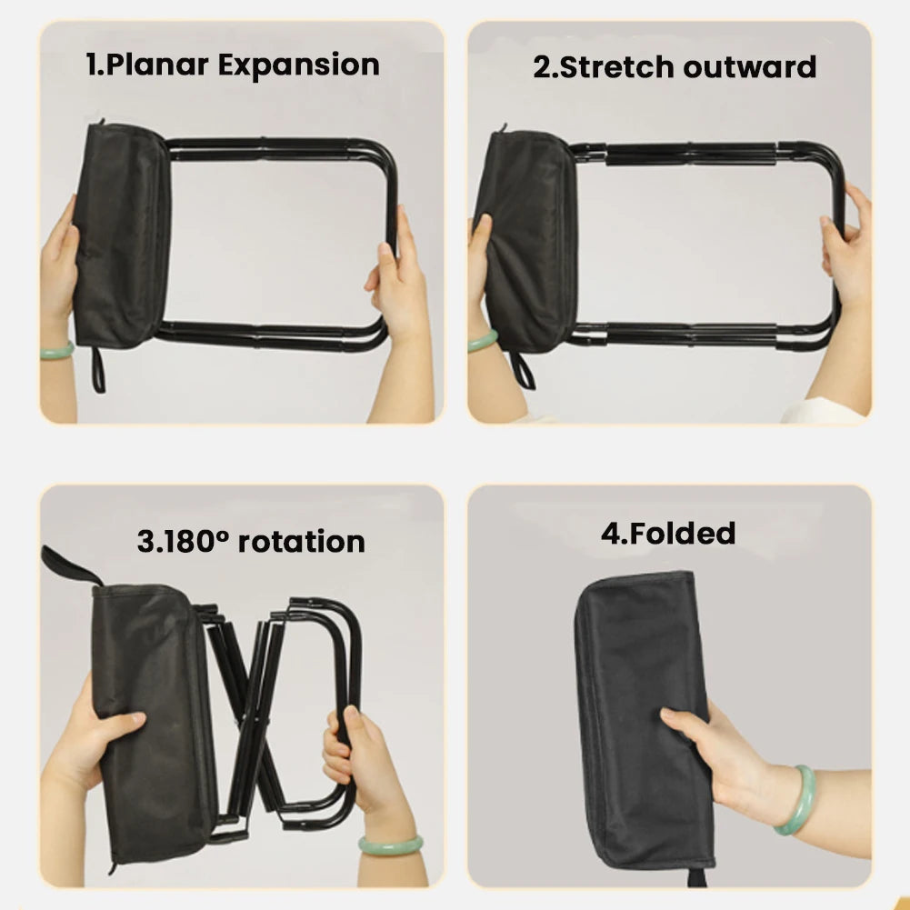 Portable Foldable Backpack Stool Lightweight Camping Picnic Fishing Chair with Mesh Bag Outdoor Adventure Seat for Hiking Travel