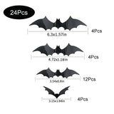 Halloween Bats Decorations,3D Pvc Bat on The Wall,Black Bats Wall Stickers,Halloween Scary Props