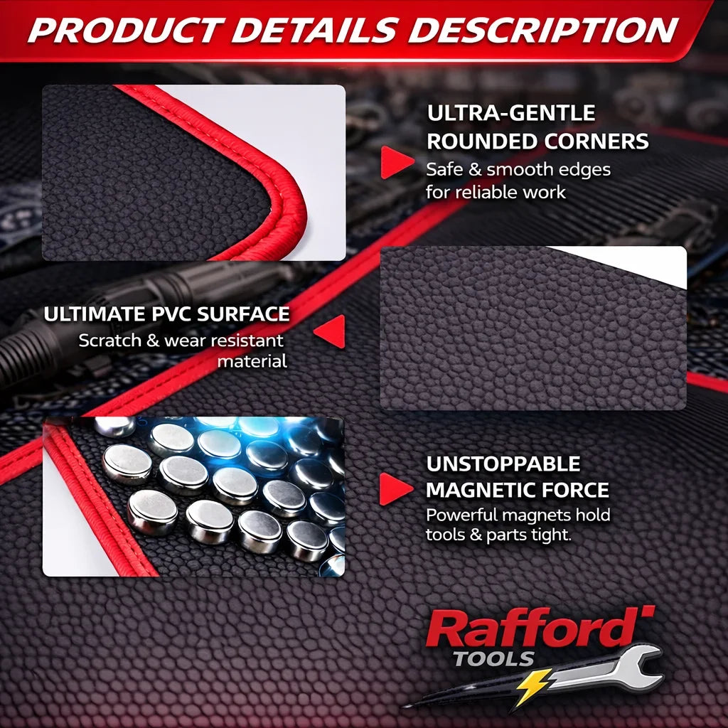 Extra-Strong Magnetic Tool Mat – Wipeable PVC Parts Tray for Screws, Bolts & Auto Repair