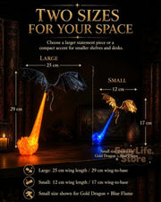 Dragon Bookshelf Nook Light, 3D Fire-Breathing Shelf Decor | Flying Dragon Design Book Lover Gift | Halloween Shelf Display