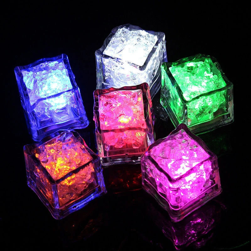 6/12PCS Kids Bath Toy Simulation Ice Cube Liquid Water Sensor Reusable Glowing Flashing Ice Cube for Bathtub, Swimming Pool