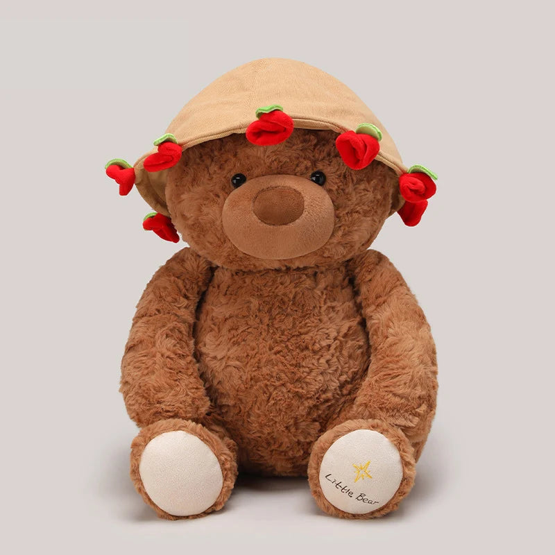 25 cm Teddy Bear with Roses – White or Brown