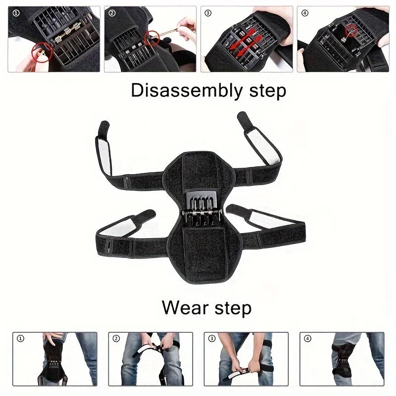 Knee Protection Booster Support Knee Cushion Adjustable Sports Powerful Rebound Spring Force Relieves Pain From Strains 1-2PCS