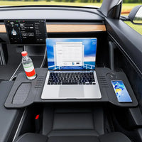 Foldable Car Laptop Desk Upgraded Tray Stand Compatible with Tesla Model 3/Y Steering Wheel Eating Table for Travel Work Camping