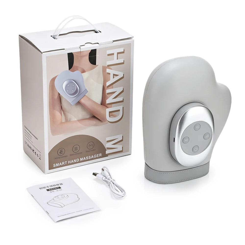 Rechargeable Heated Air-Compression Hand Massager – Grey