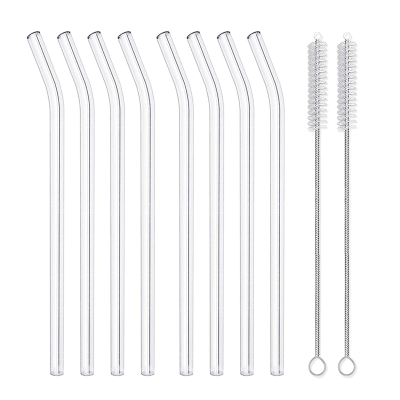 4/8Pcs Reusable Glass Straws Clear Glass Drinking Straws 8 Inch 8mm Tubes Juice Smoothie Tea Straws Glasses Straw Set for Drinks