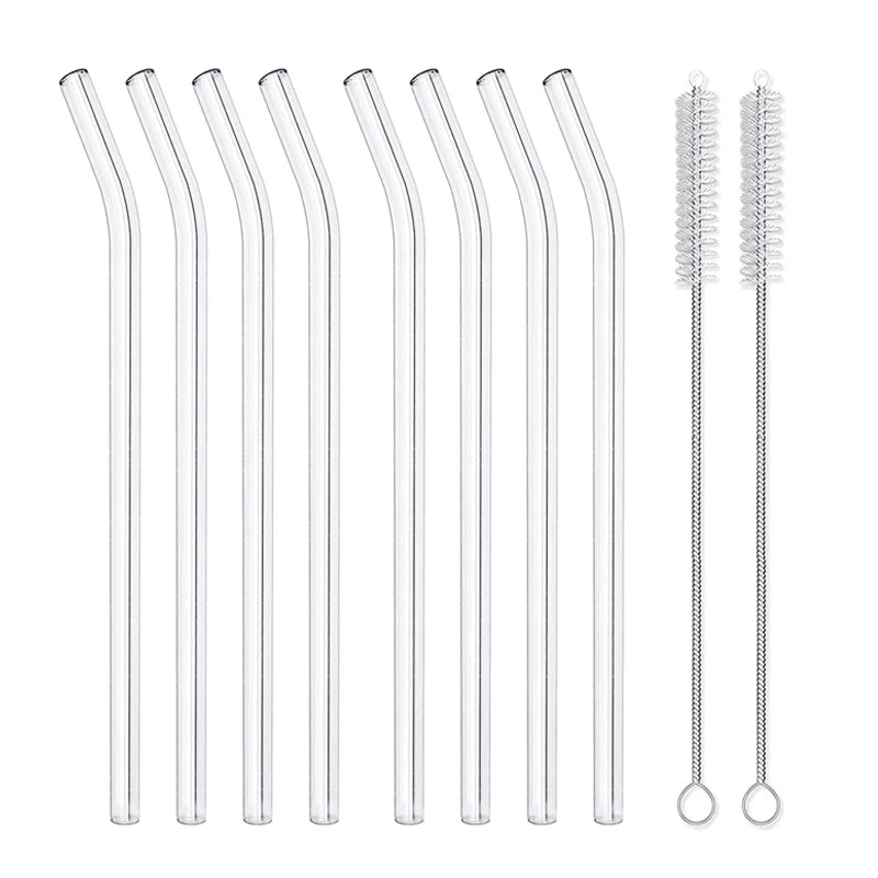 Reusable 8-Inch Glass Drinking Straws – 6 Sets