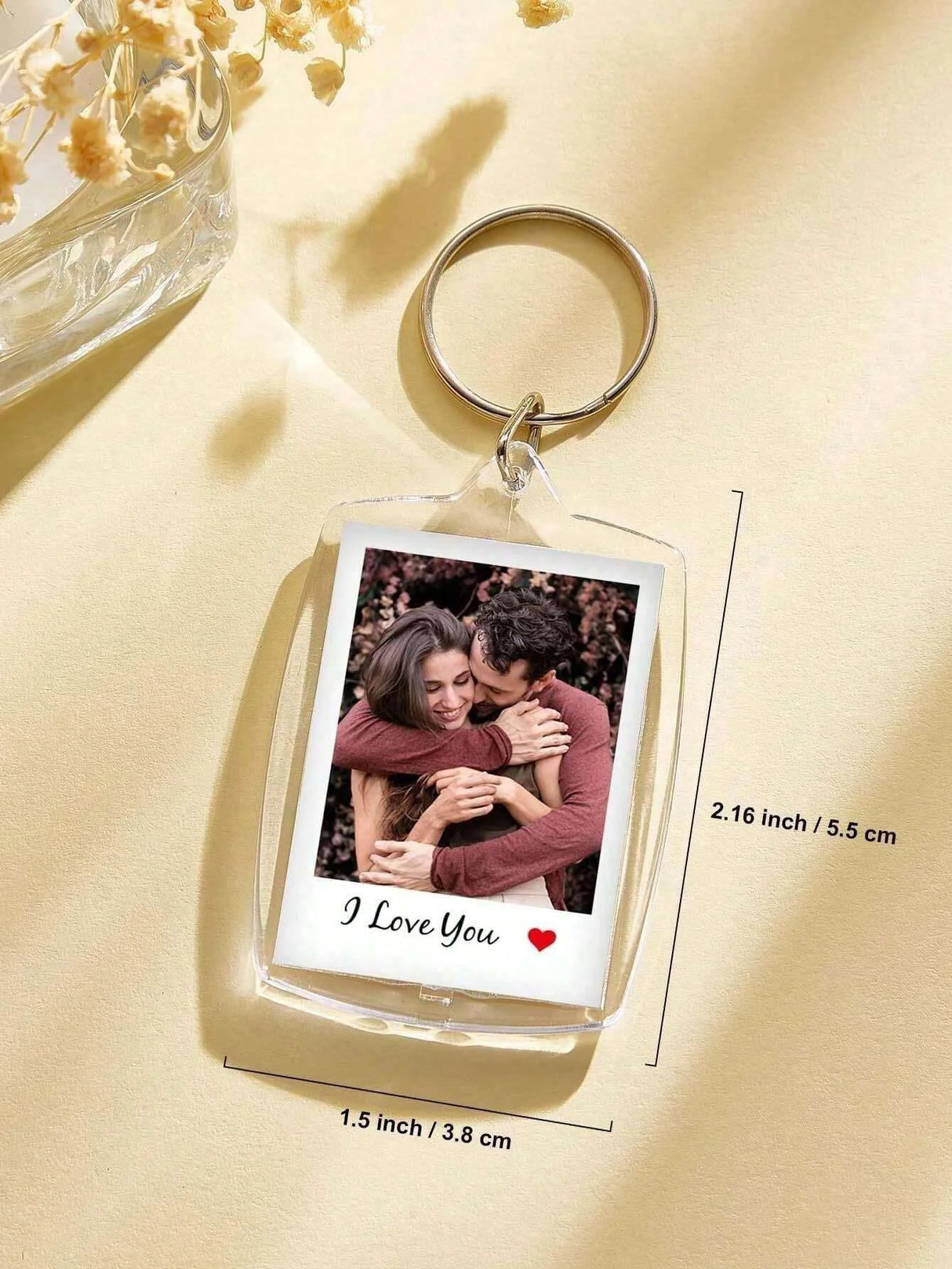 Custom Photo And Text Keychain, Personalized Acrylic Keychain, Couple Keychain, Birthday's Gift, Anniversaries, Couples Gift.