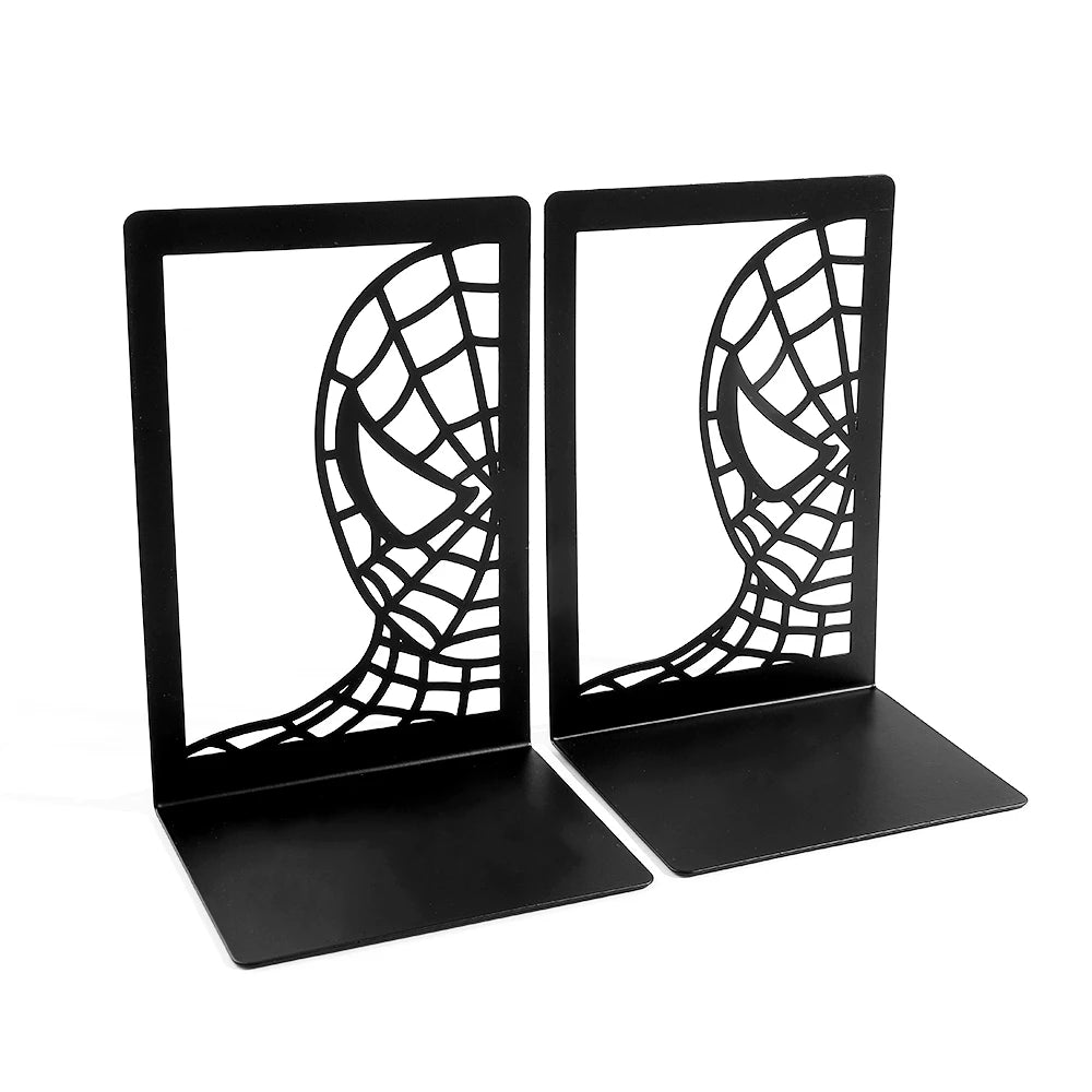 Handsome Spider Man Hollow Book Ends Heavy Duty Metal Bookend Office Desktop Book Rack Office supplies Bookshelf for Book Lovers