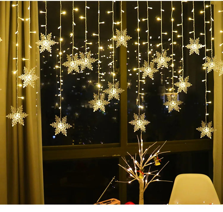 Solar Snowflake Lights Outdoor for Xmas Garden Patio Party Home Holiday New Year Celebration Decor