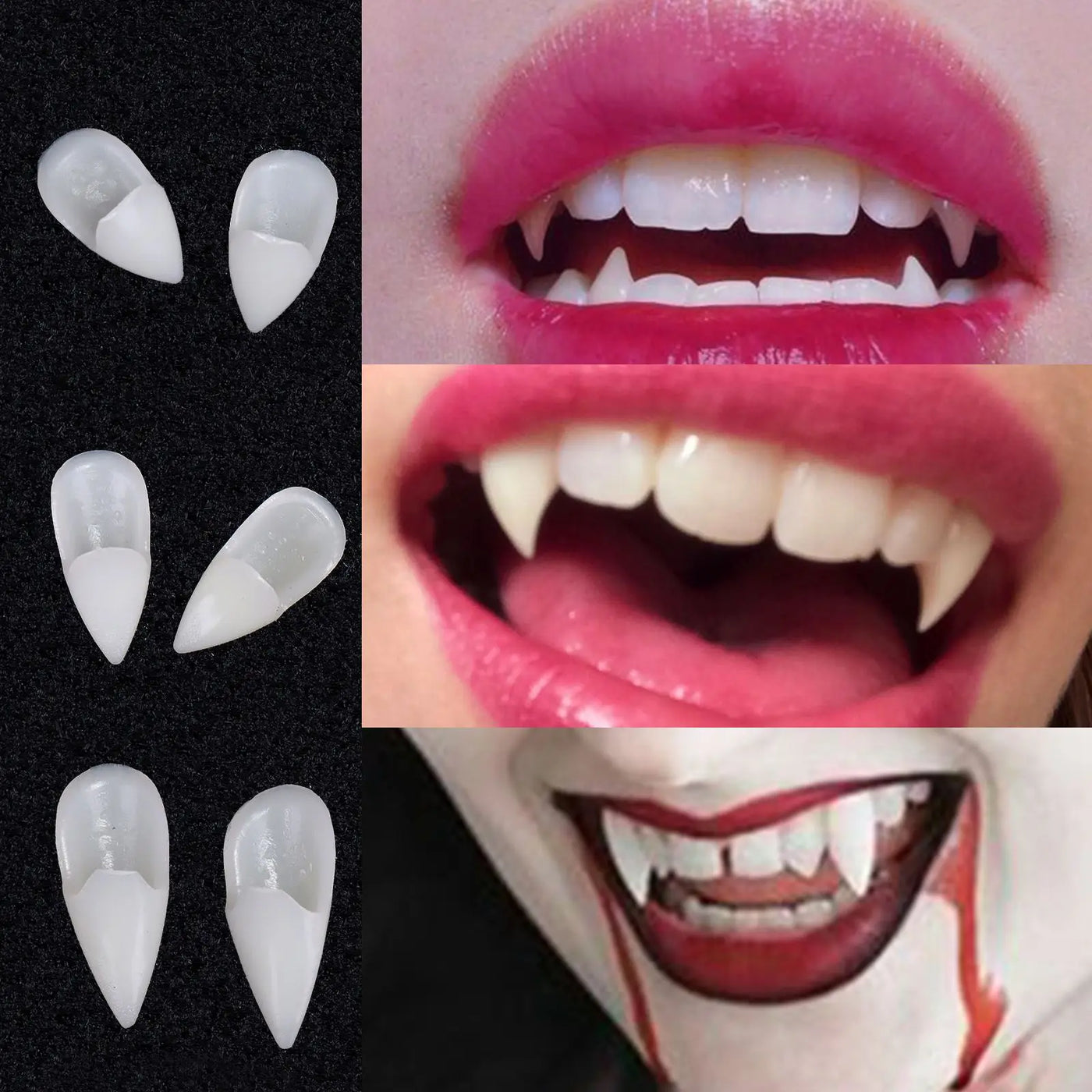 Vampire Fang Costume Teeth with Fitting Material – 5 Sizes