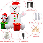 6 ft Inflatable Polar Bear & Penguin Christmas Display with LED Light