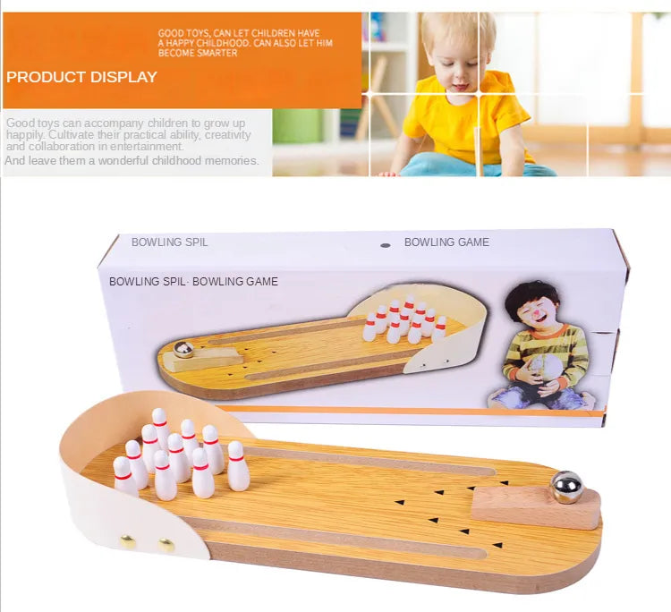 Wooden Desktop Mini Bowling Game Set