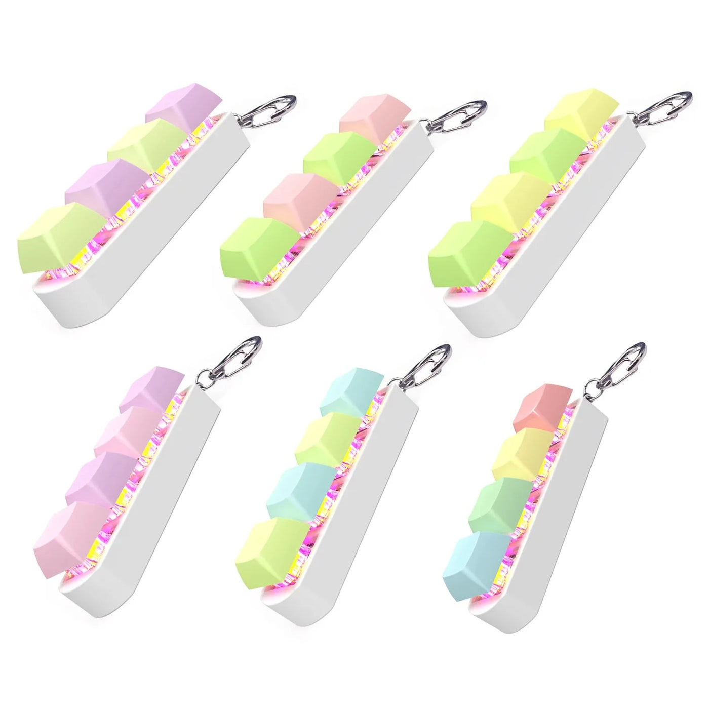 Keyboard Fidget Toy with LED Light Keyboard Fidget Keychain 4-in-1 Keyboard Decompression Button Stress Relief Fidget Gifts