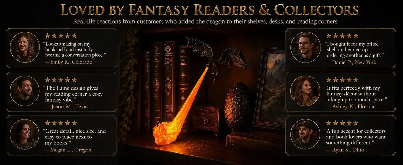 Dragon Bookshelf Nook Light, 3D Fire-Breathing Shelf Decor | Flying Dragon Design Book Lover Gift | Halloween Shelf Display