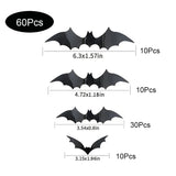 Halloween Bats Decorations,3D Pvc Bat on The Wall,Black Bats Wall Stickers,Halloween Scary Props