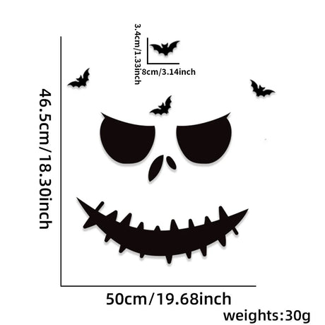 Halloween decoration room door stickers window decor skeleton hand pumpkin DIY devil witch hat glass window stickers ghost