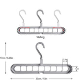 9 Holes Rotating Anti-Skid Folding Clothes Hanger Organizer with Multifunctional Space Saving Cascading Features for Wardrobe