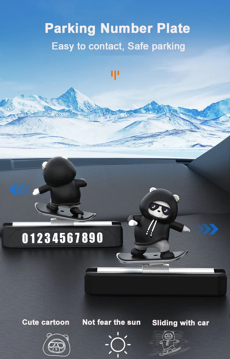 Magnetic Skateboard Bear Dashboard Ornament – 4 Styles