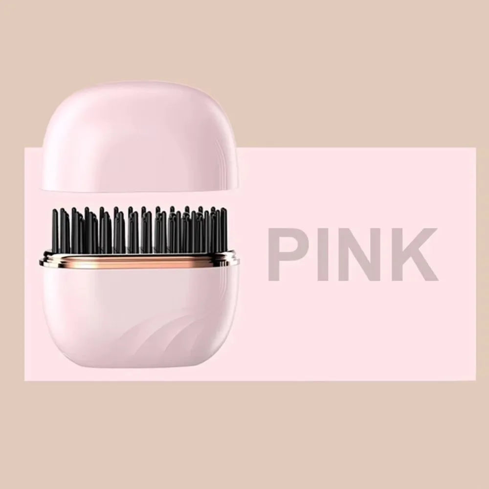 Rechargeable Mini Hair-Straightening Brush – Pink or Black