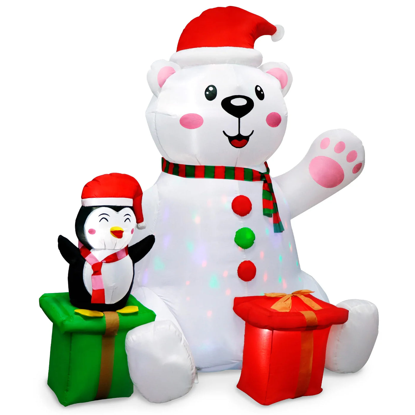 6 ft Inflatable Polar Bear & Penguin Christmas Display with LED Light