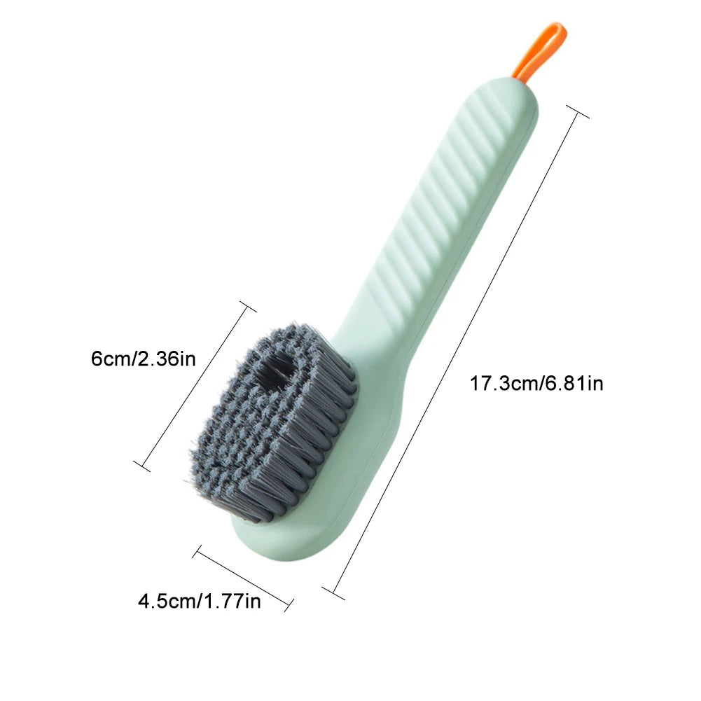 Push-Dispensing Cleaning Brush for Shoes & Clothing
