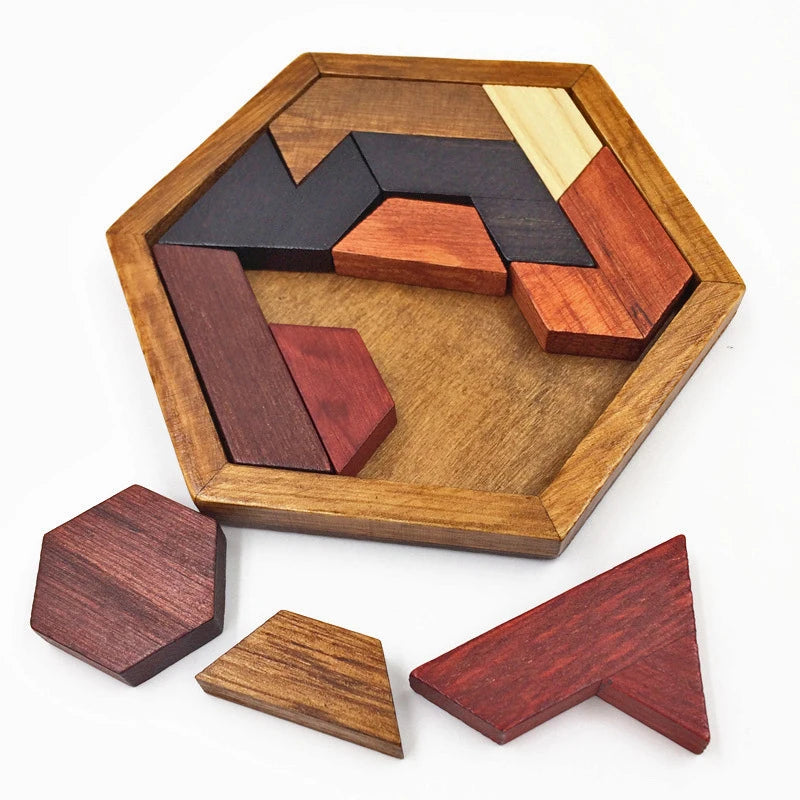 Wooden Hexagon Tangram Puzzle