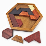 Classical Hexagon Tangram Puzzle Wooden Brain Teasers For Kids Logic Thinking Games Casse Tete Rompecabezas De Madera